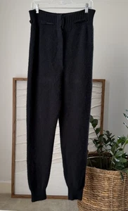 Women's NAKED CASHMERE Black High Waist Button Fly Knit Joggers Pants Size Large - Picture 1 of 3