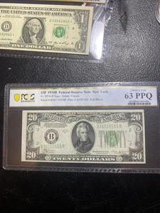 💎 1934 A $20 Dollar Federal Reserve Note NEW YORK PCGS 63 PPQ (MISALIGNED) Obv - Picture 1 of 7