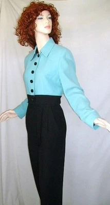 复古 CHRISTIAN DIOR COUTURE 6 码羊毛裤子套装套装裁剪夹克 — 第 1/4 张图片