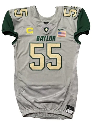 Nike Baylor Bears On Field Football Jersey. Mens L. Rare. Gray. Green. NCAA. - Image 1 of 4