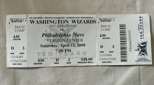 VNTG NBA Basketball Ticket Stub - Washington Wizards vs. Philadelphia 76ers (4/08) - Bild 1 von 2