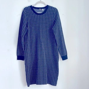 T Tahari Windowpane Hahnentritt Langarm Rundhals Strick Pullover Kleid Gr. L - Bild 1 von 9