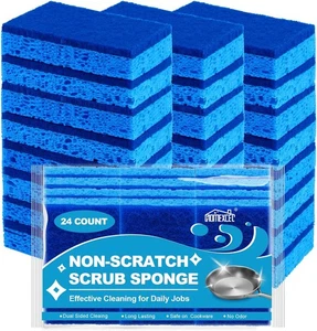 HOMEXCEL Sponges Kitchen 24pcs, Non-Scratch Scrub Dish Sponge Safe on Blue  - Picture 1 of 7