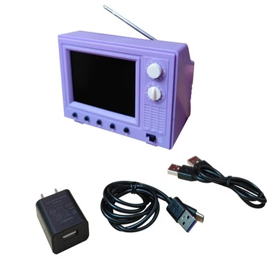 1:12 Mini Retro Television w HD Playback & Data Transfer USB Port for Video File - Image 1 of 4