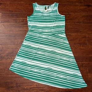 NWT New Directions Women L Green White Striped Asym Hem Sleeveless Dress Casual - Picture 1 of 10