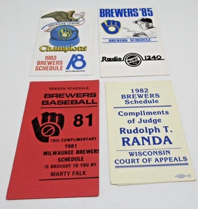 LOTE de cuatro (4) calendario de temporada de béisbol Milwaukee Brewers 1981-1982-1983-1985 - Imagen 1 de 10