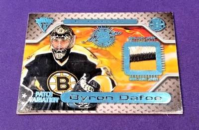 2000 PACIFIC TITANIUM BYRON DAFOE  PATCH VARIATION GAME USED GEAR 3 COLOR 56 - Image 1 of 4