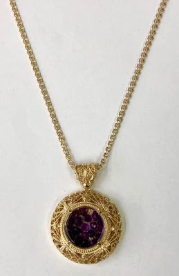 Collar Colgante Coctelera Amatista Esterlina Chapado en Oro HSN Rarezas 35-3/4" Foto 1 de 4
