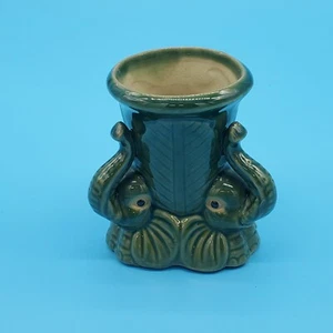 Ceramic PV455 flower vase 3 elephant heads green - Picture 1 of 7