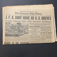 Vtg Kansas City Star Newspaper Nov 23 1963 J.F.K Body Home Assassination Oswald