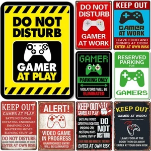 Do not Disturb Gamer at Play Retro Gamer at Work Tin Sign Wall Decor Game Room - Picture 1 of 44