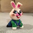 Vintage 1984 Easter basket hanger, plastic bunny figurine, Sun Hill brand Rabbit