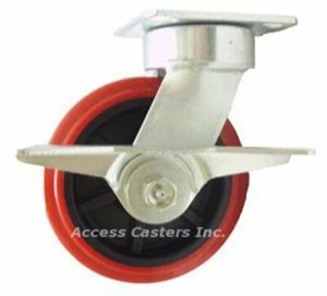 4PKLPSB 4" Kingpinless Swivel Caster, Poly on Poly Wheel, Brake, 500 lb capacity - Bild 1 von 1