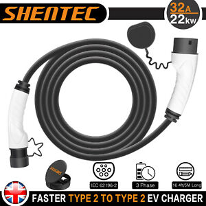 Shentec EV Electric Car Charger Charging Cable Vehicles Charge 3Phase 32A Type2 to Type2>