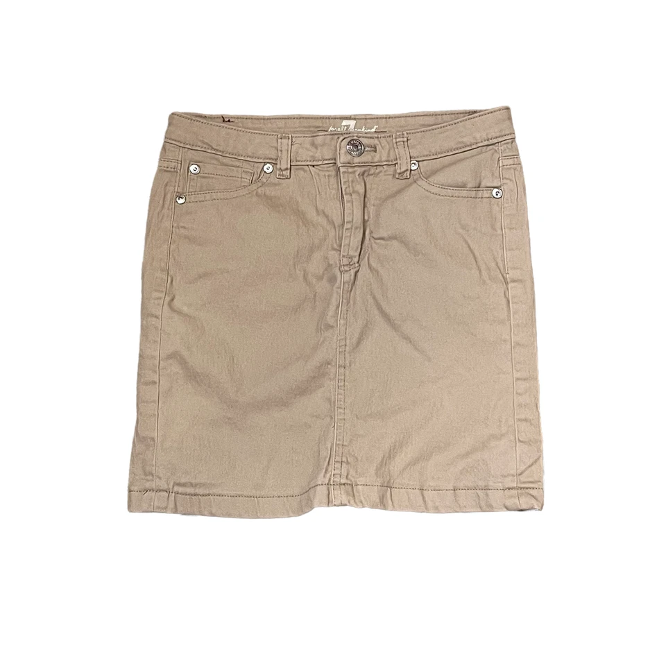 Falda 7FAM Niñas Talla 12 Tostada Elastizada Mezcla de Algodón Pull On 26" Cintura Juvenil Foto 1 de 4