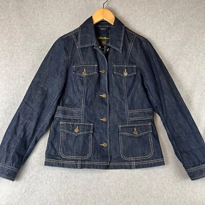 Eddie Bauer общего назначения джинсовой ткани Jean куртка женщин миниатюрный M темно стирка  - Изображение 1 из 4