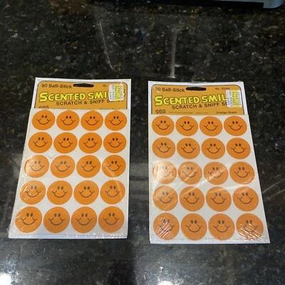 2 juegos de pegatinas vintage Eureka perfumadas sonrisas rascadoras y olfateadas NOS naranja Foto 1 de 4