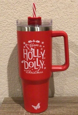 Vaso rojo “Have A Holly Dolly Christmas” 2025 DG 40 oz pajita de menta NUEVO Foto 1 de 4