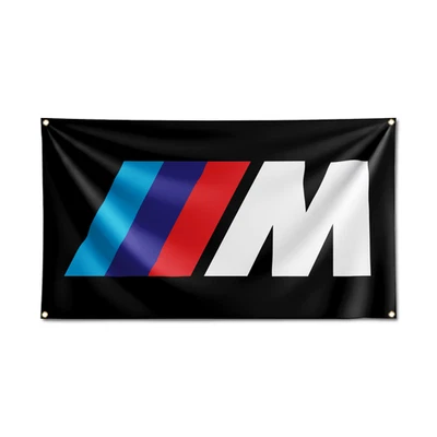 Tapiz colgante de pared bandera logotipo BMW M garaje + ojales de latón Foto 1 de 4