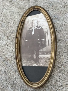 Antique Small Oval Metal Picture Frame Gold Tone NL - Picture 1 of 4