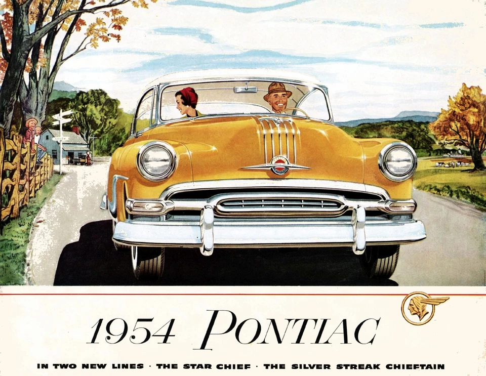 1954 Pontiac Silver Streak Chieftain Showroom Illustration 13 x 17 Giclee Print - Image 1 of 1