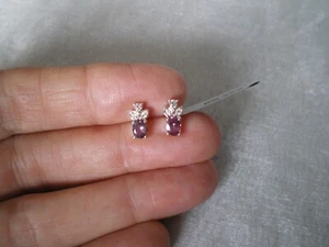 Purple Spinel & Zircon stud earrings, 0.9 carats, 1.43 grams 925 Sterling Silver - Picture 1 of 10