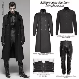 Punk Rave Punk's Military Style Medium Length Jacket Winter Straight-Tube Coat - Picture 1 of 14