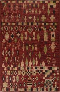 Nomadic Moroccan Geometric Oriental Area Rug 9x12 ft Wool Handmade Tribal Carpet