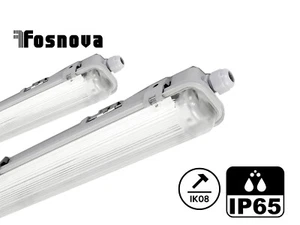PLAFONIERA STAGNA TIPO FOSNOVA IP65 1x18 1X36 2x18 2x36 2x58 PER TUBI LED T8 NEW - Foto 1 di 1