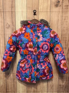 Hanna Andersson size 8 130 girls winter jacket pink blue floral ski - Picture 1 of 7