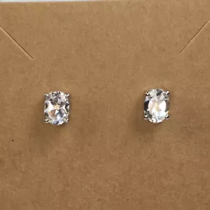 Sterling Silber klare Edelstein Ohrstecker Ohrstecker 0,925 - Bild 1 von 4