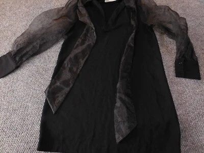 Zara Dress Small Medium Black Womens A-line sheer sleeves designer classic - Image 1 of 4