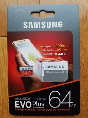 Samsung MicroSDXC EVO Plus Memory Card with Adapter 64GB (MB-MC64G) - New Sealed - Image 1 of 2