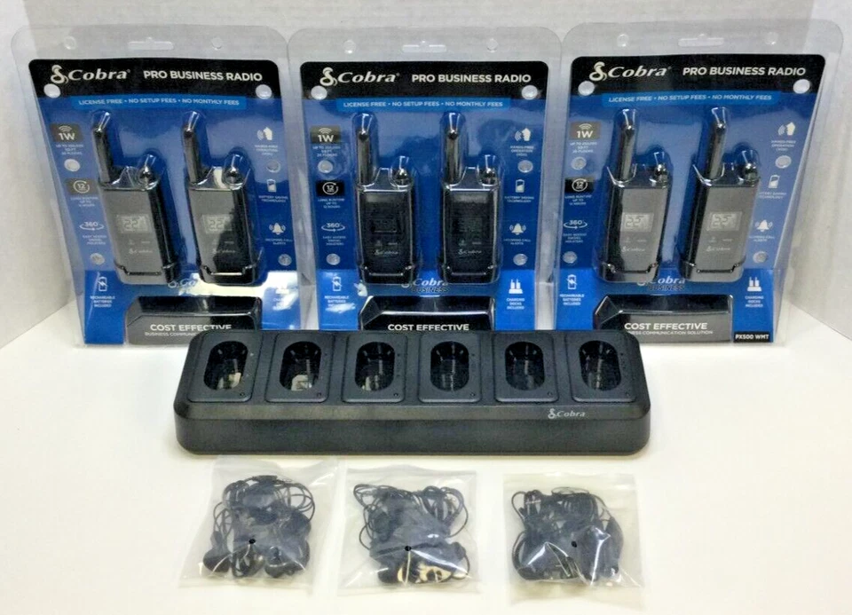 Cobra PX500 Pro Business Radios With 6 Port Charger & Business Earbuds - Image 1 of 1