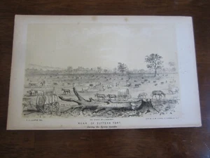 Original Old 1853 - REAR OF SUTTERS FORT - G.V. Cooper - PRINT - GOLD RUSH - Picture 1 of 1