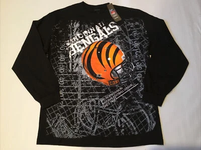 NWT * Cincinnati Bengals Reebok Black Long Sleeves 100% Cotton T-Shirt * Large - Image 1 of 4