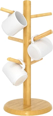 Coffee Mug Tree - 6 Hooks Mug Holder Tree,Wooden Coffee Cup Holder - Mug Tree Ra — 第 1/4 张图片