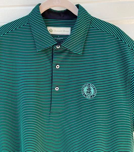 Donald Ross Golf Polo SZ Large Green Black Stripes Evanston Golf Club Excellent - Picture 1 of 7