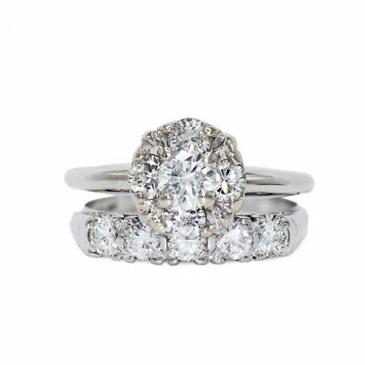 14K White Gold & Platinum Wedding Set 1.05tdw, 6.7g - Image 1 of 4