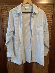 topshop blue white stripe seersucker cotton  shirt Medium- Worn Once