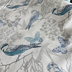 RICHLOOM BIRD Butterfly LINEN BLEND UPHOLSTERY FABRIC by the Yard Botanical Blue - Picture 1 of 9