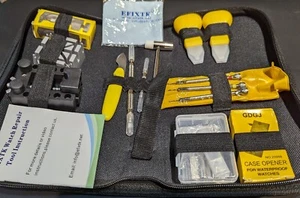 Watch Tool kit Professional Repair Set Portable black zip up case w spring bars - Picture 1 of 8