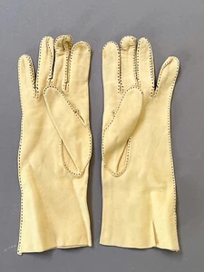Vintage handmade kid leather women's gloves - Picture 1 of 3