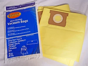 Shop Vac H Bags 90671 High Efficiency Filtration 5 6 8 Gallon 2 pack - Picture 1 of 2