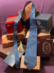 Free Man Apparel Swanson Company Tie Silk Christian Blue Red Patterned Cross - Picture 1 of 2