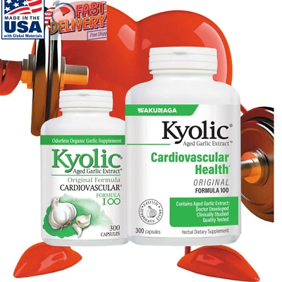 300 Cápsulas KYOLIC CARDIOVASCULAR Salud Envejecido Ajo Extracto Fórmula 100, BodySupport Foto 1 de 4