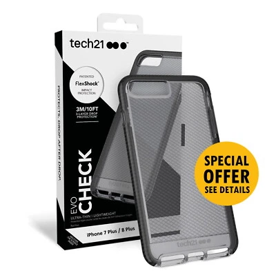 Tech21 Evo Check Silicone Gel Case Back Cover for Apple iPhone 6+ 6S+ 7+ 8+ Plus - Image 1 of 2