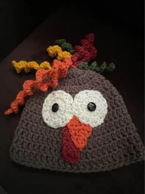 Gorro de pavo de acción de gracias de ganchillo hecho a mano talla única Foto 1 de 2