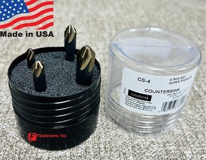 Norseman 4pc Countersink Set 82 Degree 6 Flute 1/4, 5/16, 3/8, 1/2" Made in USA - Picture 1 of 1