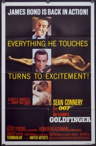 Goldfinger R1980 ORIGINAL 27X41 NM MOVIE POSTER SEAN CONNERY GERT FROBE BOND 007 - Picture 1 of 4